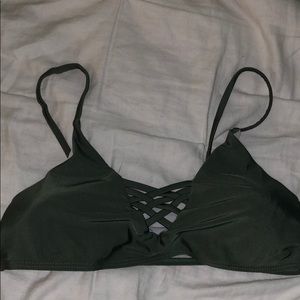green criss cross bikini top